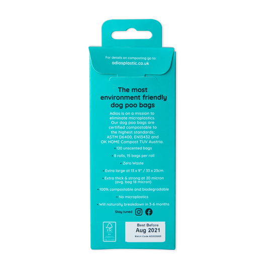 Compostable Dog Poo Bags - 8 Rolls in Rainbow (120 Bags)