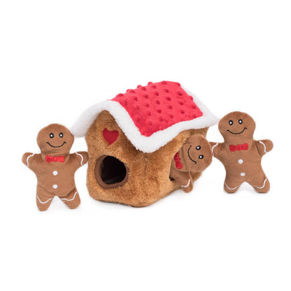 Holiday Zippy Burrow®  - Gingerbread House - Plush Dog Toy