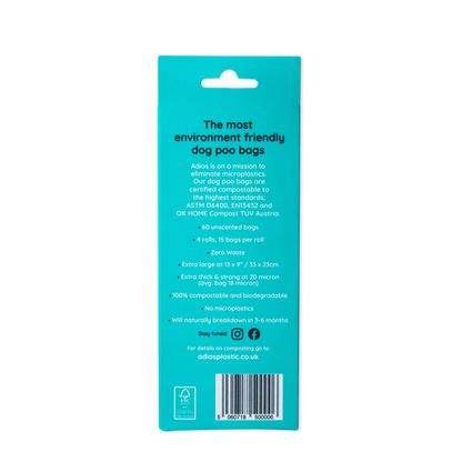 Compostable Dog Poo Bags - 4 Rolls in Rainbow (60 Bags)